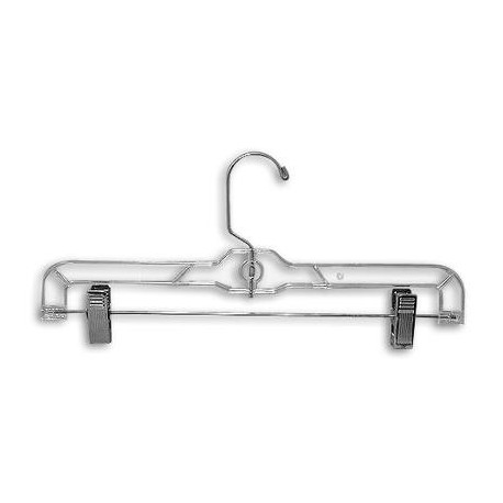 12 Clear Plastic Children's Shirt Hanger with Chrome Hook - 100/Pack