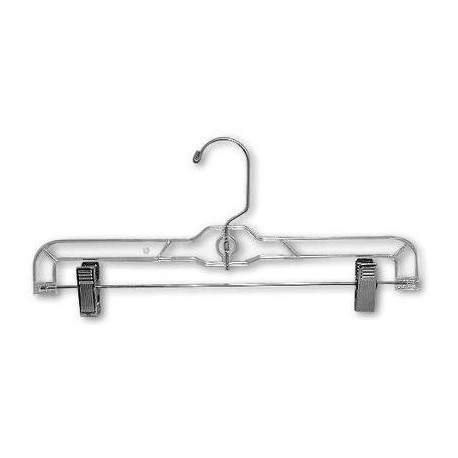 12 Clear Plastic Children's Shirt Hanger with Chrome Hook - 100/Pack