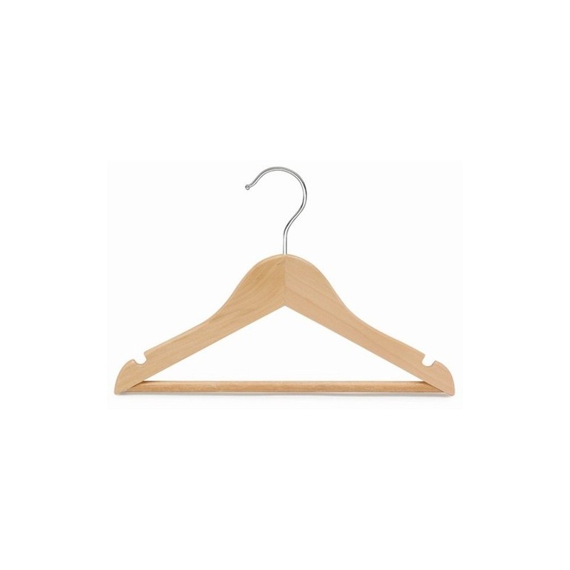 Kids 11 White Wood Top Hanger w/Bar