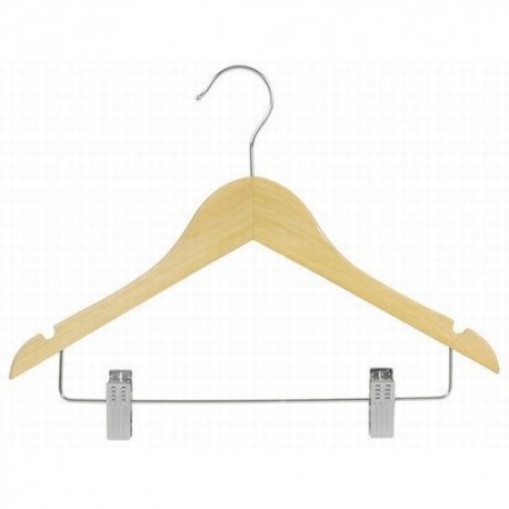 Big Kids 14" Natural Wood Suit Hanger w/ Clips Big Kids 14" Natural Wood Suit Hanger w/ Clips
