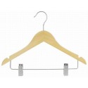 Big Kids 14" Natural Wood Suit Hanger w/ Clips