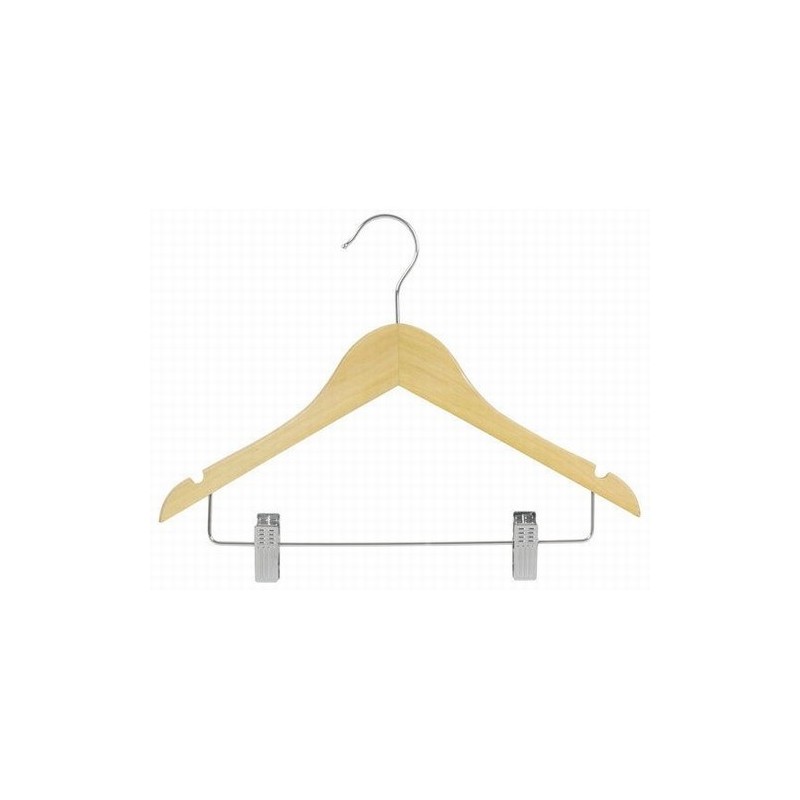 OSTO Natural Wooden Kids Clothes Hangers with Clips 10-Pack OWC