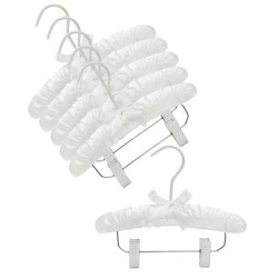 Baby 10" White Satin Padded Hanger w/Clips