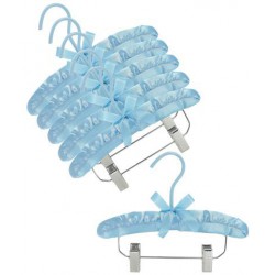 Baby 10" Light Blue Satin Padded Hanger w/Clips