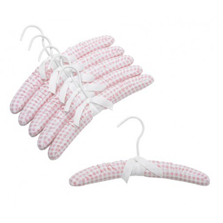 Kids 12" Pink Lattice Fabric Covered Hanger Kids 12" Pink Lattice Fabric Covered Hanger