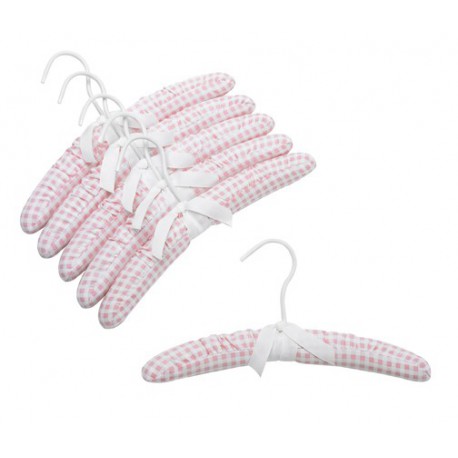 Kids 12 Pink Lattice Fabric Covered Hanger