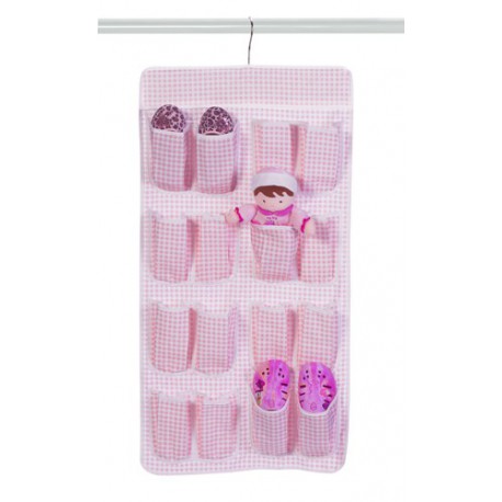 Pink Lattice 16 Pocket Hanging Storage