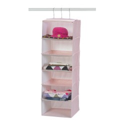 Pink Lattice Six Shelf Hanging Storage