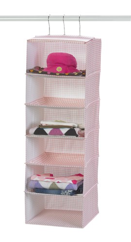 Pink Lattice Six Shelf Hanging Storage