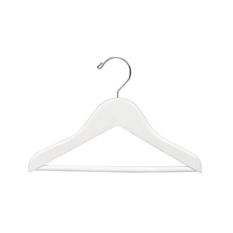 Junior Preteen Size Semi Curved Wooden Hanger in White - Set of 5 Hangers